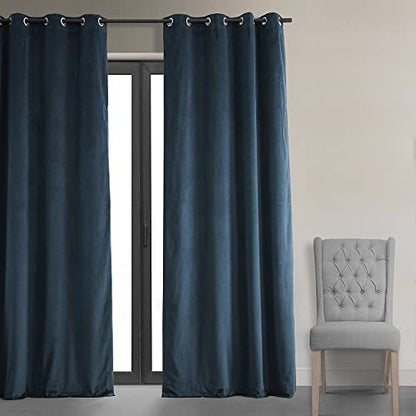 HPD Half Price Drapes Signature Grommet Blackout Velvet Curtains 108 Inches Long Heat & Full Light Blocking Blackout Curtains for Bedroom & Living Room (1 Panel), 50W x 108L, Midnight Blue - color: Midnight Blue, size: 50"W x 108"L (Pack of 1)