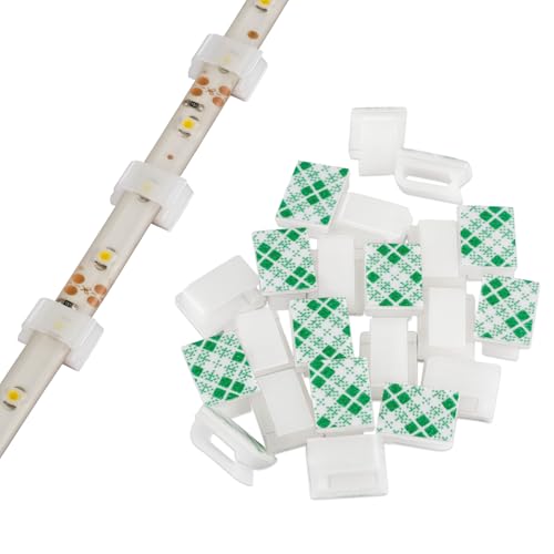 GooChan Light Strip Mounting Clips Self-Adhesive Strip Brackets Holder,100Pack 8mm Light Strips Fixing Clamp (for 8mm(5/16") Wide Strip Light) - size: For 8mm(5/16") Wide Strip Light White
