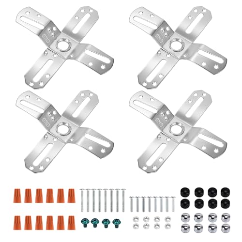 KC&KST 4Pack Light Fixture Mounting Brackets, Adjustable Mounting Plates for 4" Junction Box, Crossbar Set for Wall Light, Ceiling Light, Chandelier, Pendant (Style 2-Silver-4PC) - style: Style 2-Silver-4PC