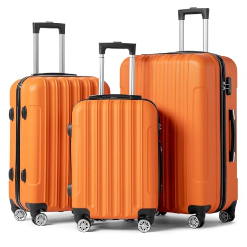 Karl home Luggage Set of 3 Hardside Suitcase Sets - Orange (20/24/28) - color: Orange, size: 3 Piece Set