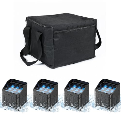IP65 Waterproof Battery Powered Uplights, 9X18W LED Stage Par Lights 6in1 RGBWA+UV, Remote APP DMX Control for Wedding, Church, DJ, Live Events and Outdoor (4 Packs with Bag)