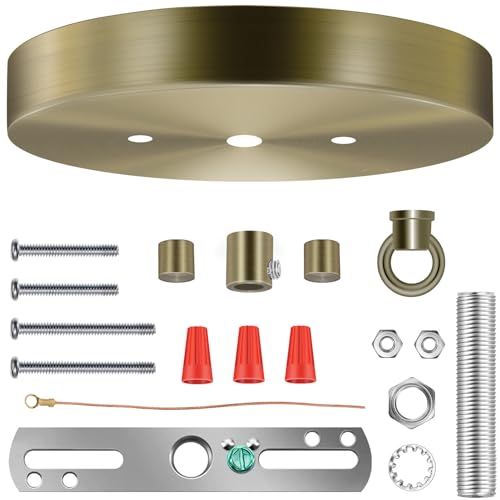 6 Inches Light Canopy Kit with Heavy Duty Replacement Ceiling Cover Plate & Mounting Hardware for Lighting Fixtures Chandelier Pendant Lamp or DIY Project (Bronze) - color: Bronze, size: 1 Pack