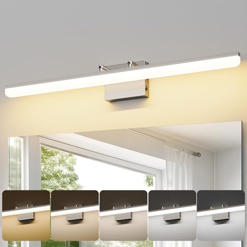 Brushed Nickel Vanity Light 31.5", 24W LED Dimmable Bathroom Light Bar with Adjustable Angle & 5CCT – Modern Long Wall Fixture for Bathroom, Powder Room, Bedroom, Apartment, Hotel - color: Brushed Nickel, size: 31.5 Inch Long