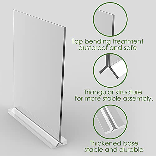 newnewshow Acrylic Sign Holder 8.5x11 Inch 6 Pack Vertical T Shape Double-Sided Desktop Display Holder - size: 6 Pack 8.5*11