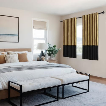 BULBUL Luxury Gold Black Velvet Blackout Curtains 72 inches for Living Room - color: Gold & Black, size: 52"W x 72"L (Pack of 2)