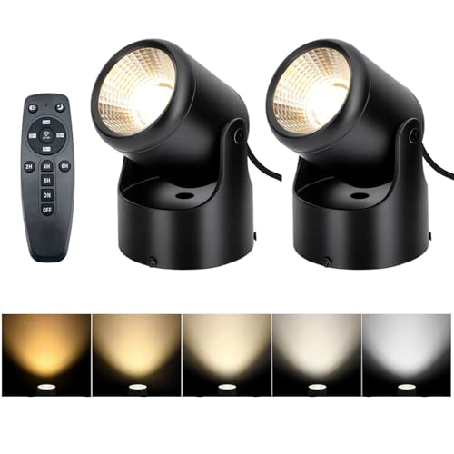 Spot Lights Indoor LED Spot Uplight 2700K-6500K White Color Adjustable Floor Spotlight Lamp Remote Control 120V Spotlight Lamp Accent Lighting LED Uplight 5.9 FT Cord with Switch (2Pack)