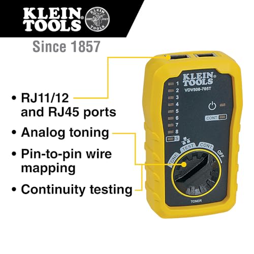 Klein Tools VDV500-705 Wire Tracer Tone Generator and Probe Kit for Ethernet, Internet, Telephone, Speaker, Coax, Video, and Data Cables RJ45, RJ11, RJ12 - style: Tone & Probe Test and Trace Kit