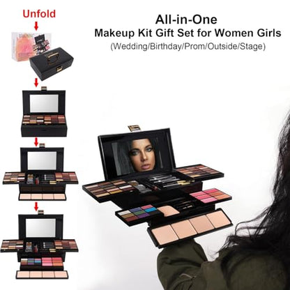 58 colors Professional Makeup Kit for Women, All In One Full Makeup Gift Set for Women Girls Beginner with Eye Shadow Blush, Lipstick, Compact Powder, Mascara, Eyeliner, Lip Liner, Eyebrow Pencil, - color: 331Y