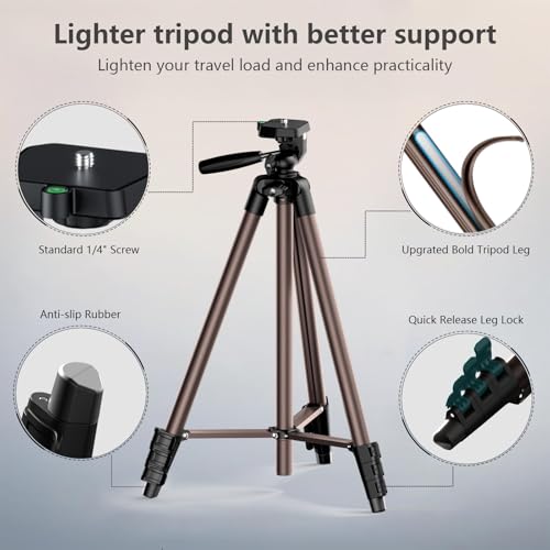 71 Inch Lightweight Camera & Phone Tripod with Wireless Remote (Rose Gold) | Comes with phone holder and carry bag,travel-friendly,2-in-1 selfie stick and tripod design,Aluminum portable alloy body