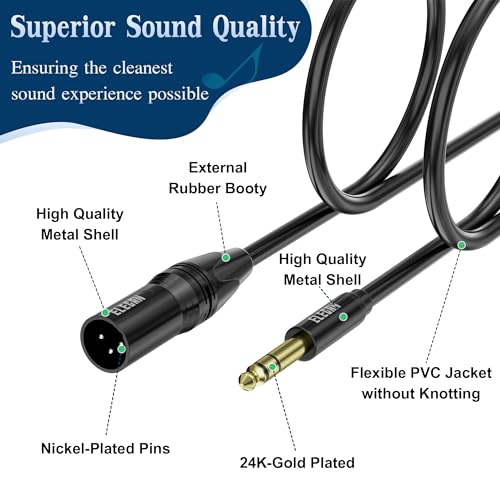 6.35mm (1/4 Inch) TRS Male to XLR Male Cable 4Ft, Balanced Professional Shielded Stereo Microphone Cable Cord, Gold Plated for Mixer AMP Speaker Amplifier with 6.35 to 3.5mm Adapter+Ties - size: 4FT, style: 6.35mm to XLR Male