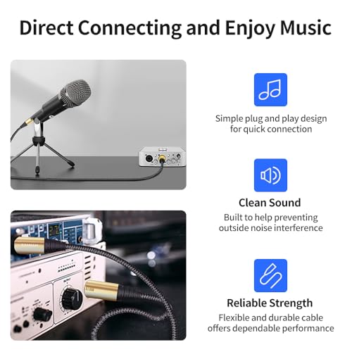 XLR Cable 3.3 Feet/1 Meter 3 Pin Microphone Female to Male Balanced Shielded Cable, Fibre Braiding with 22AWG Oxygen-Free Copper(OFC) Mic Cord for Speaker and Audio System - size: 3.3ft(1 meter)