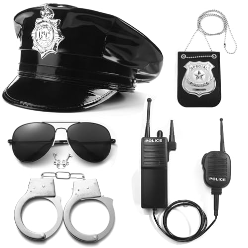 Police Costume Accessories, Adjustable Cop Hat for Adult Woman Police Officer Theater Dress Up, Theme Party, Halloween costume Accessories