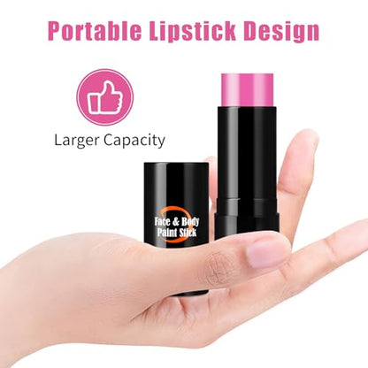 Drawdart Pink Halloween Face Body Paint Stick, Cream Blendable Halloween Face Body Makeup Paint, Non-Toxic Oil Based Stick for SFX Special Effects Cosplay Makeup - color: Pink