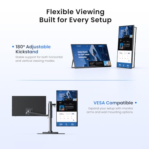 UPERFECT 15.6" 1080P Wireless Portable Monitor with Battery 8000mAh | Travel Monitor w/ Wireless Keyboard/Sleeve/Stand/VESA, External Second Screen for Laptop, PC, Phone, Support AirPlay Miracast - size: 15.6