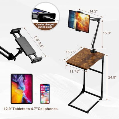 Floor Kindle Phone Tablet Stand with End Table for Overhead Bed,Counch - size: 15.7"D x 11.8"W x 54.9"H