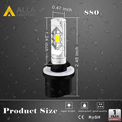 Alla Lighting 3800lm 899 880 LED Fog Light Bulbs, Super Bright PG13 Base 884 885 887 893 H27 H32, ETI 56-SMD (8000K Ice Blue) - color: 8000K Ice Blue