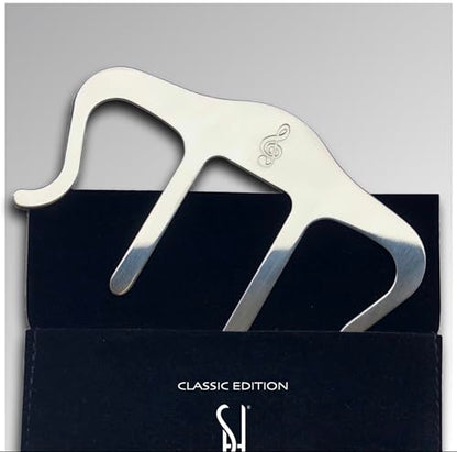 Stelle & Hegen Piano Book Holder - Music Book Clip, Sheet Music Holder | Stainless steel music page holder for piano, keyboard, guitar and violin; treble clef design, gift for piano players - style: Classic Edition