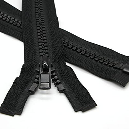 Leekayer 2PCS #5 24" Separating Zipper for Sewing Coats Jacket Zipper Black | 60cm Black Molded Plastic Zippers Bulk (24" 2pc) - color: Black, size: 24"