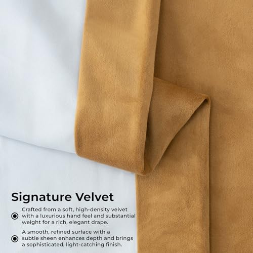 HPD Half Price Drapes Extra Wide Signature Blackout Velvet Curtains 120 Inch Long 1 Panel, 4-Pass Hotel Blackout Lined Window Curtains Thermal Blackout Curtains for Bedroom 100W x 120L, Amber Gold - color: Amber Gold, size: 100"W x 120"L (Pack of 1)