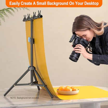 LINCO Lincostore Small Backdrop Stand 2.2x2.6ft T-Shape Portable Table Top Backdrop Stand with Carrying Bag, 4 Spring Clamps for Photography Mini Backdrop
