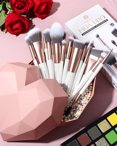 EIGSHOW Makeup Brushes Set, 15Pcs Professional Make Up Brush with Silver Ion Bristles for Foundation Powder Blush Highlighter Concealer Eyeshadow Eyeliner, Travel Gift Set (Champaign Gold) - color: Champaign Gold