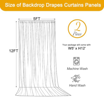 10ft x 12ft Blush Pink Backdrop Curtains for Wedding Parties - color: Blush Pink, size: W5' x H12'(2 panels)