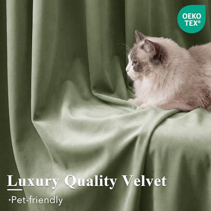 StangH Sage Green Velvet Curtains Farmhouse for Bedroom, W42xL96, 2 Panels - color: Green Series - Sage Green, size: 42"W x 96"L (Pack of 2)