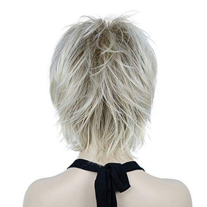 Lydell Short Layered Shaggy Wavy Full Synthetic Wigs (R12-26 Blonde Mix) - color: R12-26 Blonde Mix