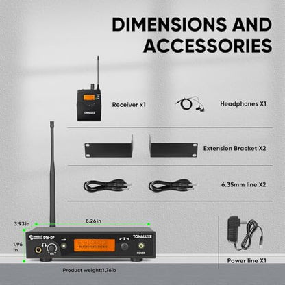 Wireless in Ear Monitor System, Mono IEM System with Metal Rackmount Transmitter, 4 Pack UHF Bodypack Receivers w/Earphones, 100 Adjustable Frequencies, 262ft Range for Singers Bands - size: 4 Bodypacks