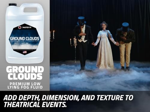Ground Clouds Premium Low Lying Fog Fluid - Compatible with Water-Based Ground Fog Machines 400-2000W - No Rise Effect - Perfect for Live Events, Halloween, Themed Attractions, and More - 1 Gallon - size: 1 Gallon