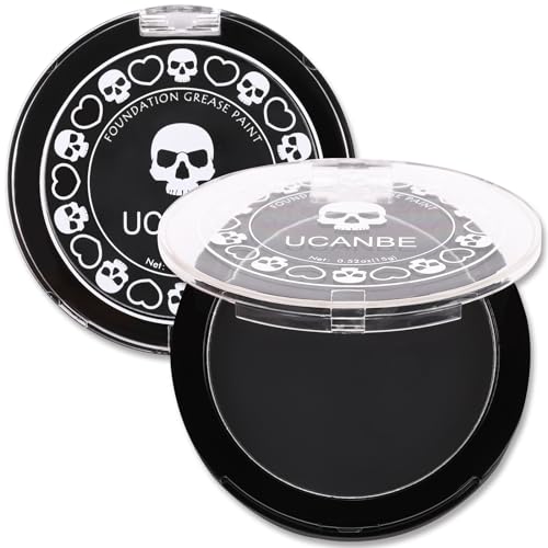 UCANBE Black Cream Face & Body Makeup Foundation, Professional Non-Toxic Greasepaint, Halloween Face Body Paint Palette for Kids & Adults, Facepaint for SFX Clown Zombie Vampire Skull Skeleton Cosplay - color: Black