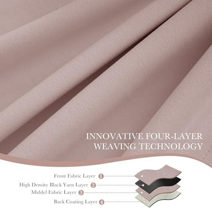 PONY DANCE 100% Blackout Curtains for Nursery Bedroom 84 inches Long, 2 Pcs - color: Dusty Pink, size: 52"W x 84"L (Pack of 2)