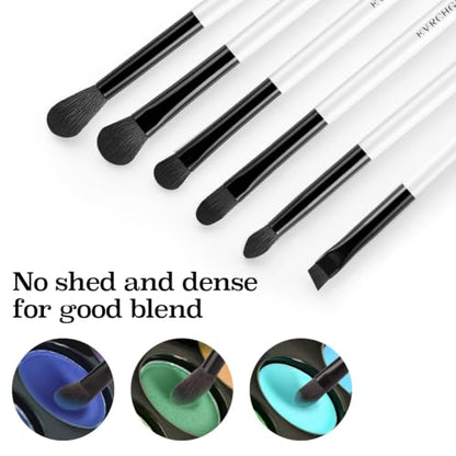 Eye Makeup Brush Set, 6 Pcs Professional Blending Eyeshadow Makeup Brushes for Concealer Eyebrows Eyeliner, Soft Hairs & Wood Handle…… (matte black 6pcs) - color: matte black 6pcs