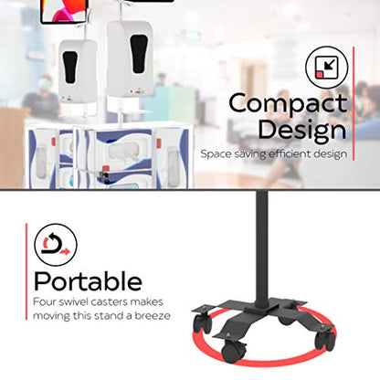Gooseneck Floor Stand – CTA Compact, Height-Adjustable Sanitizing Station w/Automatic Soap Dispenser and Holder for iPad 7th/ 8th/ 9th Gen 10.2”, Surface Pro 4, and Other 7-13” Tablets (PAD-CGSST) - style: Soap Dispenser