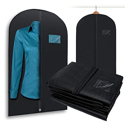 Plixio Garment Bags Suit Bag for Travel and Clothing Storage of Dresses, Dress Shirts, Coats— Includes Zipper and Transparent Window (Black - 100 pack: 40") - size: Black - 100 Pack (40")