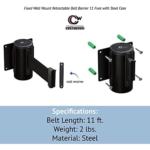 Crowd Control Warehouse WMB-120 Fixed Wall Mount Retractable Belt Barrier - color: Red"Authorized Access Only"