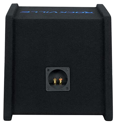 Rockville RV10P 10" Car Audio Subwoofer in Vented Enclosure Box, 4 Ohm | 500W Peak / 250W RMS, Polypropylene Cone, Aluminum Voice Coil, Bass Reflex Aero-Port, 15 Degree Angle, 98dB SPL - style: Single 10"