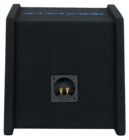 Rockville RV10P 10" Car Audio Subwoofer in Vented Enclosure Box, 4 Ohm | 500W Peak / 250W RMS, Polypropylene Cone, Aluminum Voice Coil, Bass Reflex Aero-Port, 15 Degree Angle, 98dB SPL - style: Single 10"