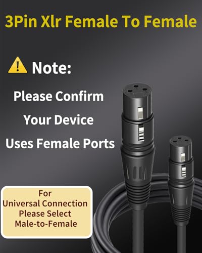 XLR Female to Female 10FT 2Pack,Microphone Wire with Balanced Shielded,3-pin XLR Adapter - color: Female To Female, size: 10Feet