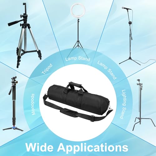 PATIKIL Tripod Carrying Case, 19.7" x 5.1" Heavy Duty Nylon Padded Tripod Bag with Adjustable Shoulder Straps and Handles for Light Stands Umbrellas Tripods Mic Speaker Stand, Black - size: 19.7" x 5.1"