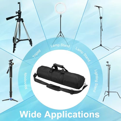 PATIKIL Tripod Carrying Case, 19.7" x 5.1" Heavy Duty Nylon Padded Tripod Bag with Adjustable Shoulder Straps and Handles for Light Stands Umbrellas Tripods Mic Speaker Stand, Black - size: 19.7" x 5.1"