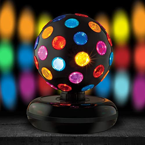 Kicko Spinning Disco Ball - 11-Inch Disco Ball Decor with Party Lights 360 Degree Rotating Neon LED Light for Kids and Adults - Colorful Flashing for 80s Party and Events - size: 11 Inch