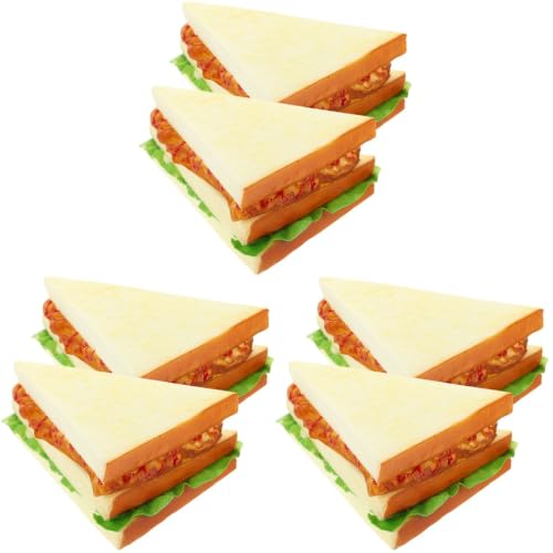 NOLITOY 6 Pcs Artificial Sandwiches Pu Food Model 5.51 X 4.52 X 6.49 in Fake Sandwich Props for Kitchen Display Photo Prop Party Decoration Classroom Teaching