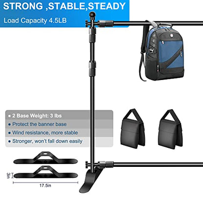 FUDESY Backdrop Banner Stand, 10x8ft Adjustable Step and Repeat Stand Kit | Heavy Duty Photo Background Stand with Sandbags,Telescopic Tube,for Party,Display,Trade Show,Photography,Wedding,Photo Booth - size: 8x10ft