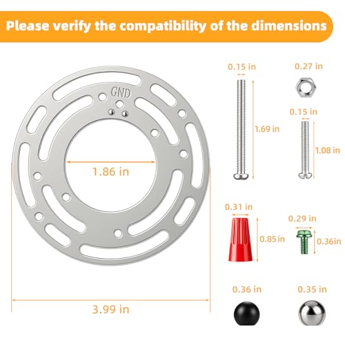 2-Pack Light Fixture Mounting Bracket, 4” Universal Mounting Plate | Round Light Fixture Mounting Plate with Screw and Nuts for Chandelier, Ceiling Light, Floor Lamp, Wall Sconce Repair and DIY