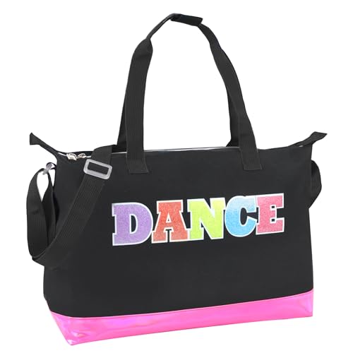 Garment Dance Shoulder Bags for Girls, Teen Dancers, Costumes, Boys | Holographic Glitter Dance Bag for Kids - color: Dance Black & Pink