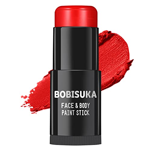 BOBISUKA Pro Red Face & Body Paint Stick, Blendable Red Eyeblack Painting Sticks for Sports, Facepaints for Halloween Makeup Clown Joker Devil Cosplay Special Effects Costume SFX Party - color: Red