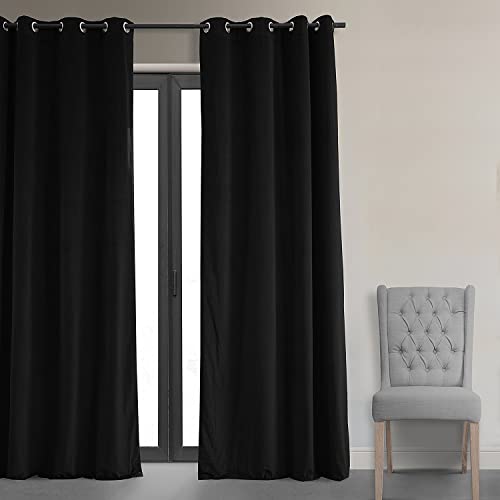 HPD Half Price Drapes Signature Grommet Blackout Velvet Curtains 120 Inches Long Heat & Full Light Blocking Blackout Curtains for Bedroom & Living Room (1 Panel), 50W x 120L, Warm Black - color: Warm Black, size: 50"W x 120"L (Pack of 1)