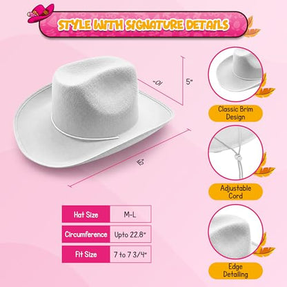 4E's Novelty Cowboy Hat for Women & Men, Felt Cowgirl Hat for Adults, Western Party Dress Up Accessories