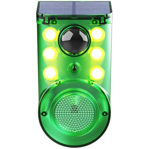 Solar Outdoor Motion Sensor Alarm - Ultrasound & Alarms 129db Motion Detector Loud Noise Maker,Strobe Light,for Home, Villa,Yard,Chicken coop,Farm,Barn.4 Work Modes.Say Goodbye to The Intruders 1Pack